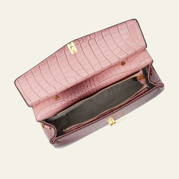 Kim's | Verona Croc-Embossed Top-Handle Handbag | Structured Handbag
