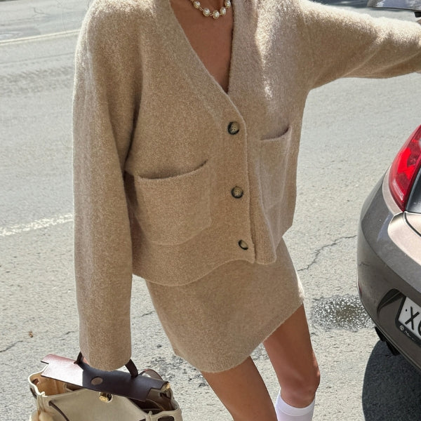 Kim's | Marseille Knit Cardigan and Mini Skirt Set