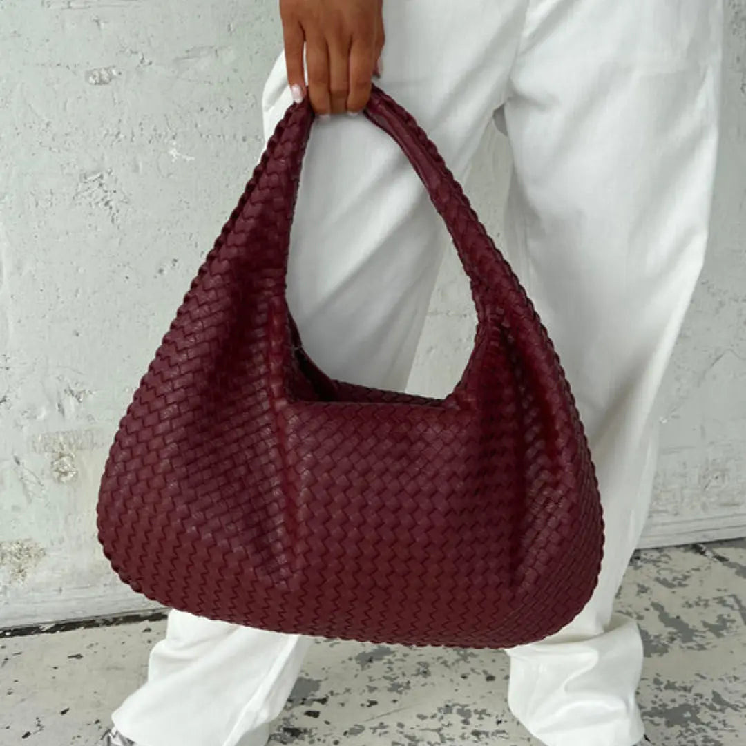 Kim's | Bordeaux Woven Hobo Bag | Medium Woven Carryall