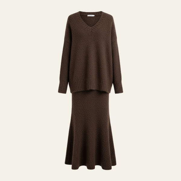 Kim's | Bordeaux Women’s Knit Sweater and Skirt Set