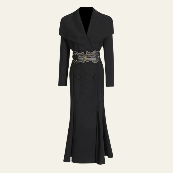 Kim's | Cressida Wide-Lapel Sculpted Belted Coat