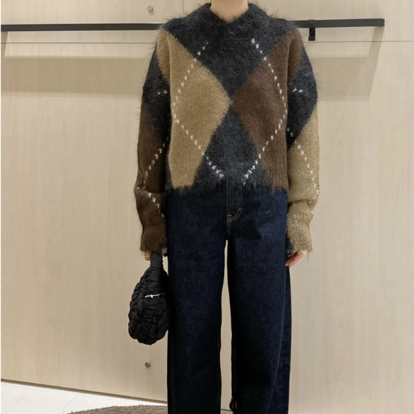 Kim's | Aspen Argyle Wool Women's Argyle Pattern Sweater