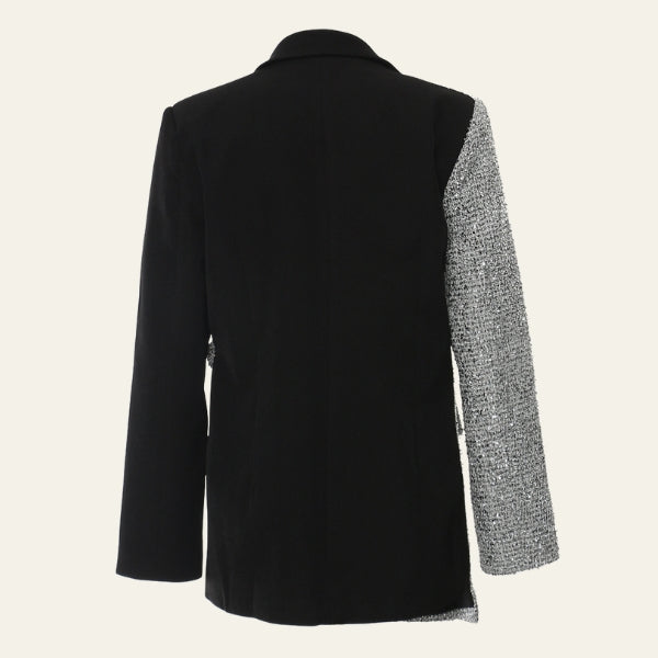 Kim's | Paris Women's Mixed-Fabric Contrast-Panel Blazer