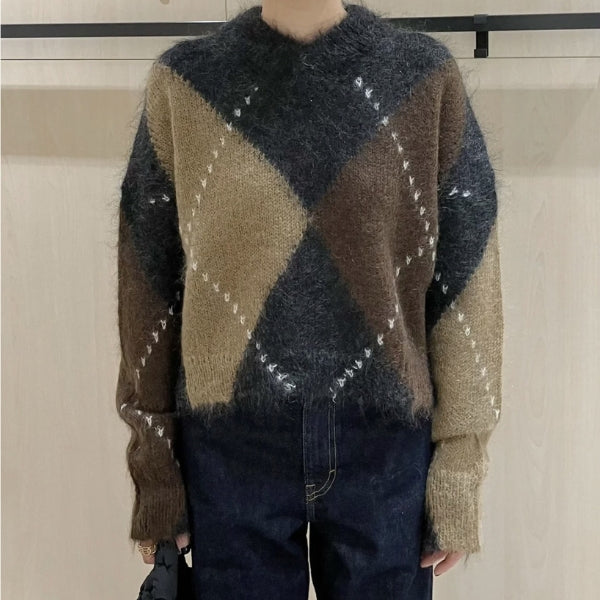 Kim's | Aspen Argyle Wool Women's Argyle Pattern Sweater