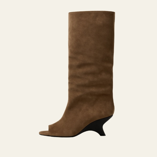 Kim's | Valencia Suede Peep-Toe Boots