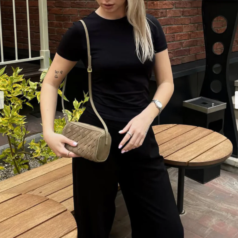 Kim's | Siena Woven Shoulder Bag | Medium Structured Carryall