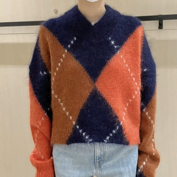 Kim's | Aspen Argyle Wool Women's Argyle Pattern Sweater