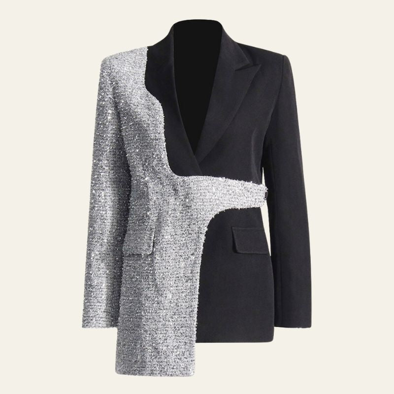 Kim's | Paris Women's Mixed-Fabric Contrast-Panel Blazer