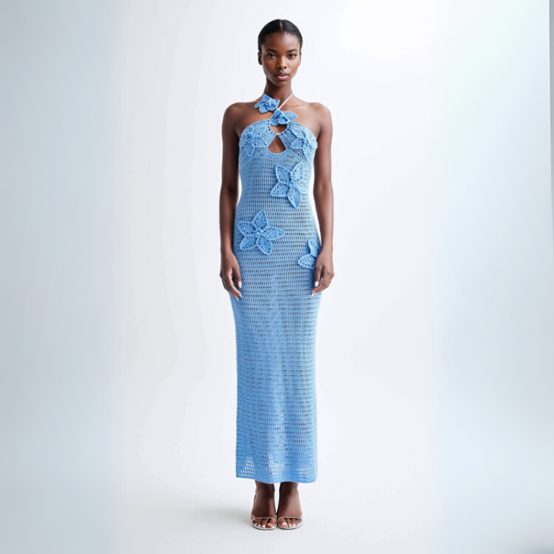 Kim's | Capri Crochet Maxi | Halterneck Floral Dress