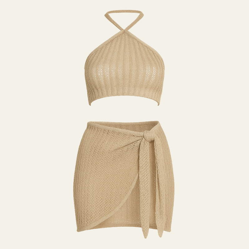 Kim's | Lucca Crochet Two-Piece | Halter Top & Wrap Skirt