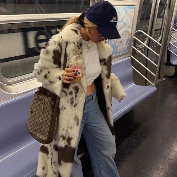 Kim's | Aspen Faux Fur Cow Print Coat