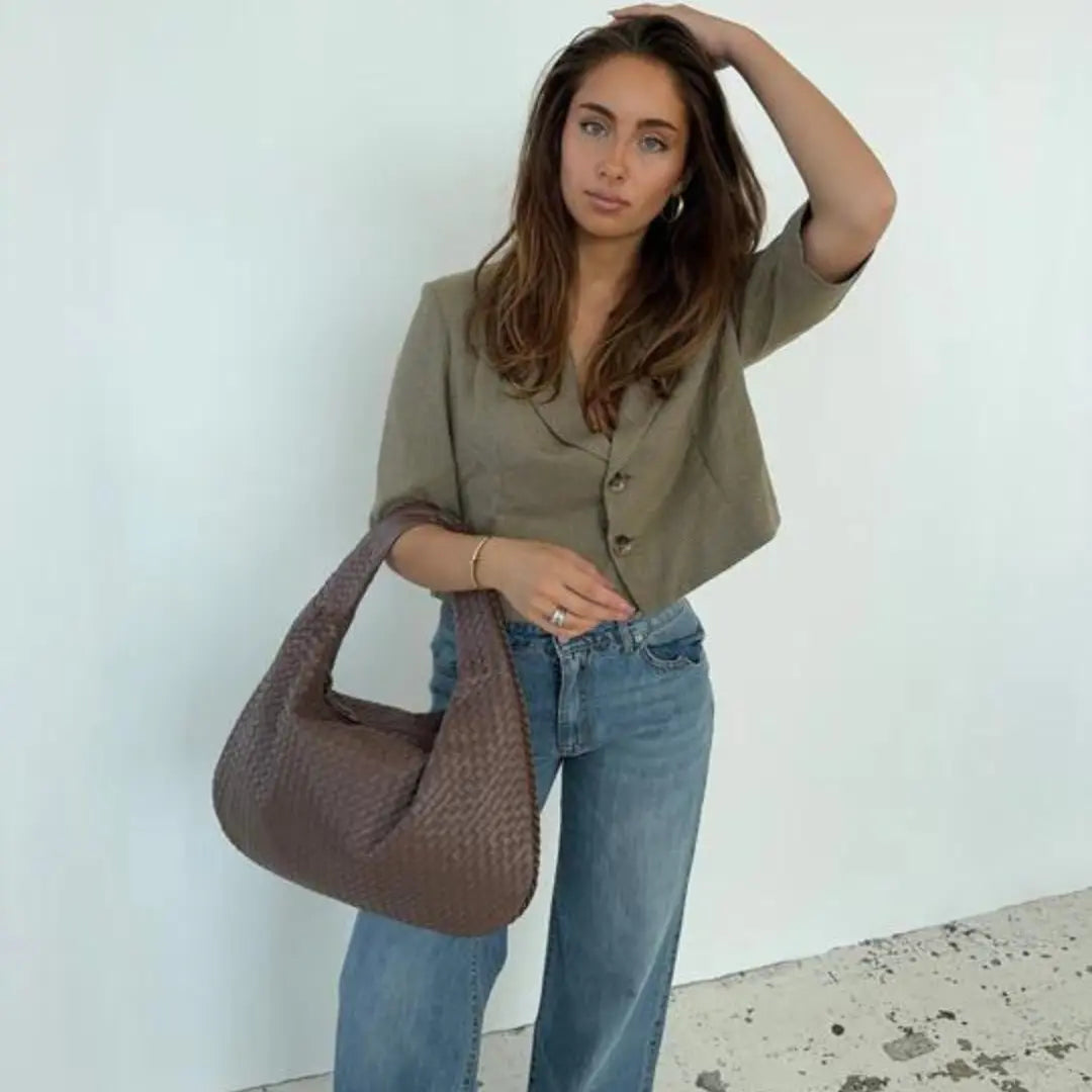 Kim's | Bordeaux Woven Hobo Bag | Medium Woven Carryall