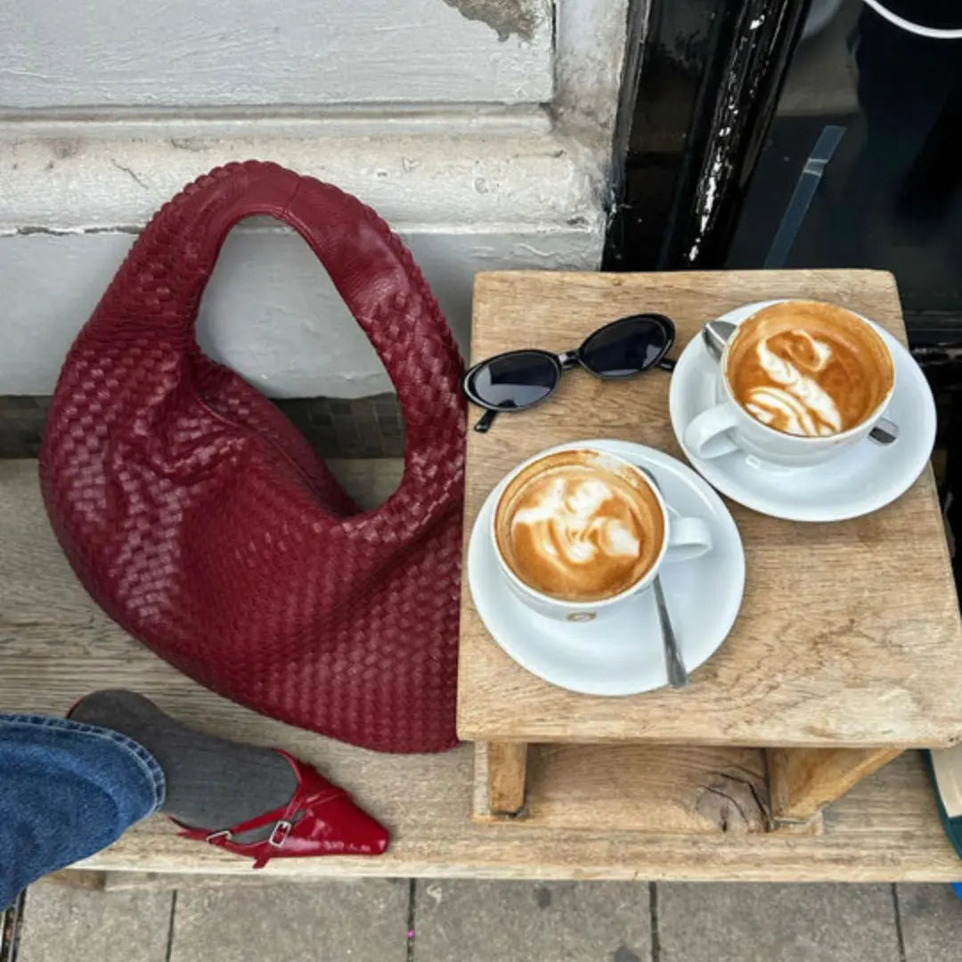 Kim's | Bordeaux Woven Hobo Bag | Medium Woven Carryall