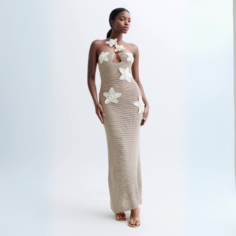 Kim's | Capri Crochet Maxi | Halterneck Floral Dress