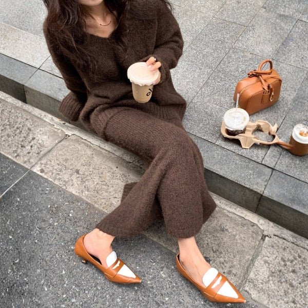 Kim's | Bordeaux Women’s Knit Sweater and Skirt Set