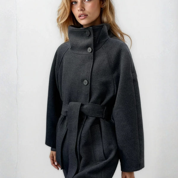 Kim's | Aspen High-Collar Belted Longline Coat