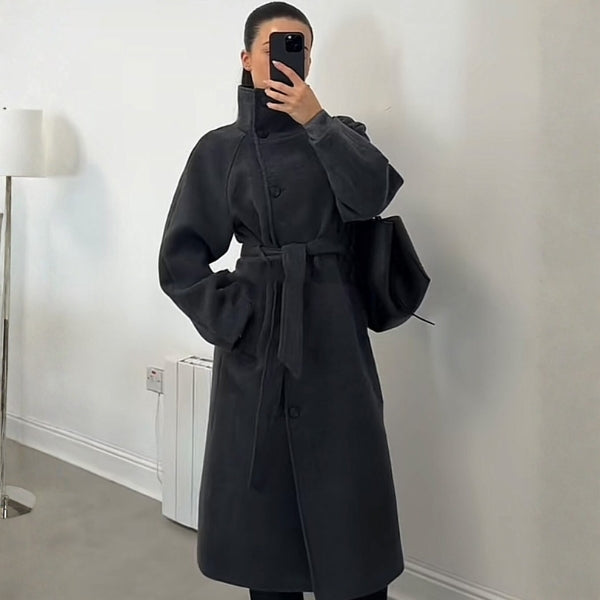 Kim's | Aspen High-Collar Belted Longline Coat
