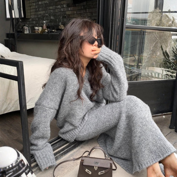 Kim's | Bordeaux Women’s Knit Sweater and Skirt Set