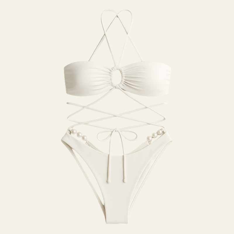 Kim's | Amalfi White Pearl Women's Two-Piece Bikini