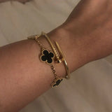 CLOVER | Black/Silver Bracelet