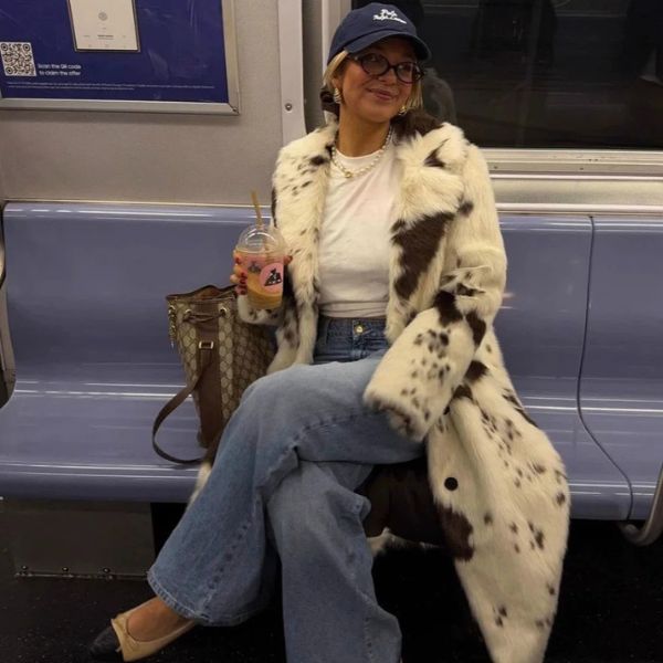 Kim's | Aspen Faux Fur Cow Print Coat