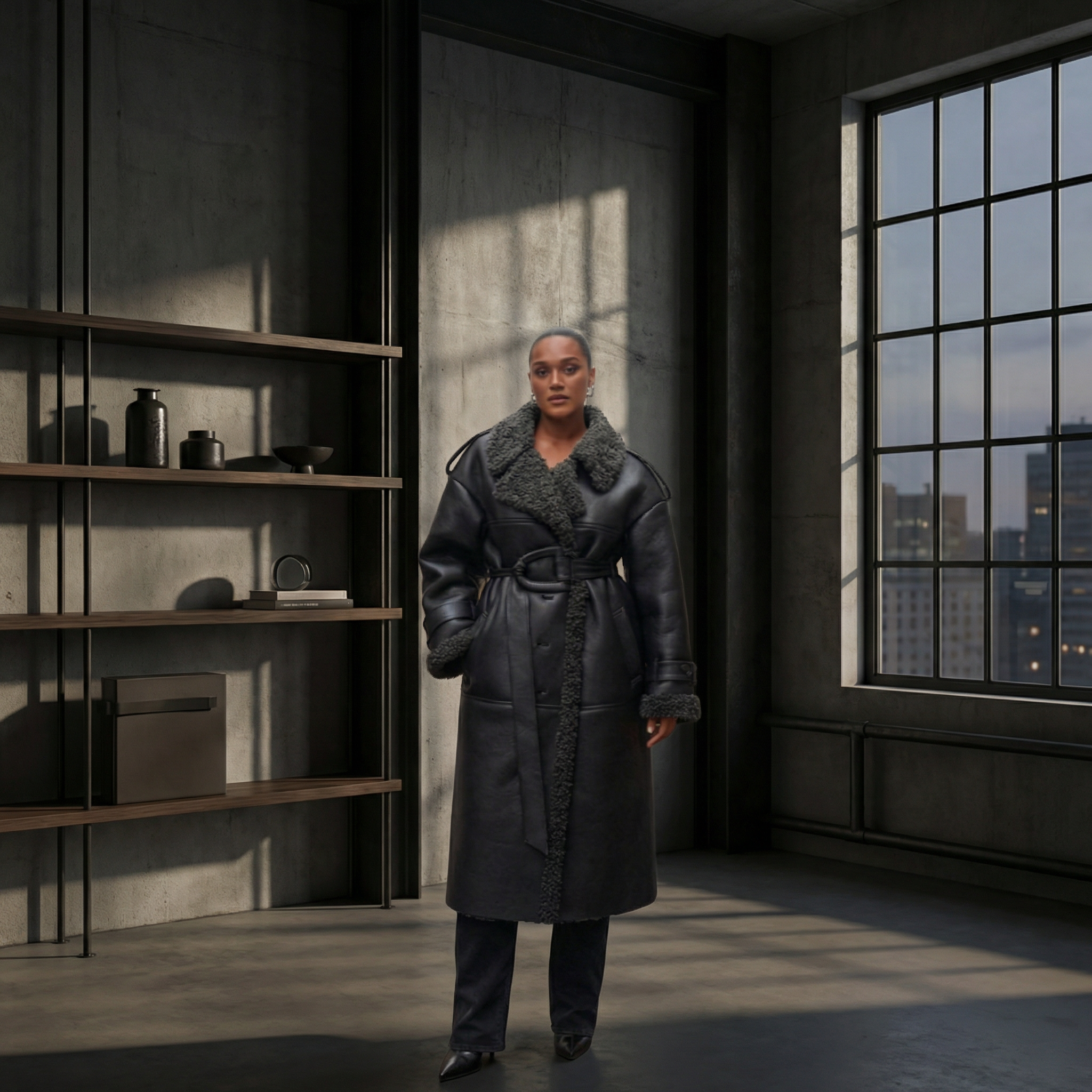 KIM'S | WOMEN'S COAT | LONGLINE | SHEARLING STYLE